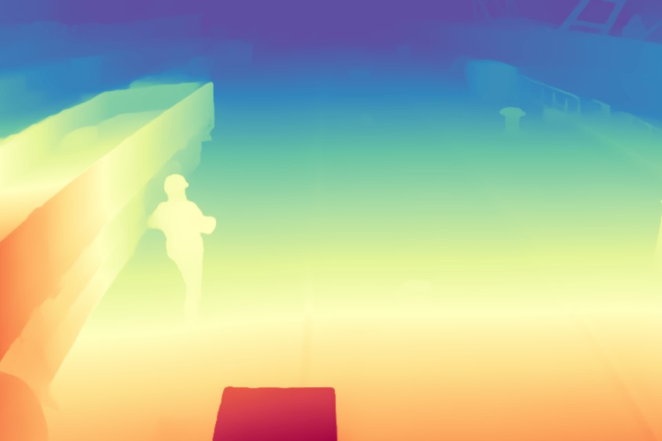 Monocular depth map of a port crane scene